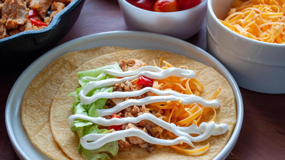 chicken tacos being served