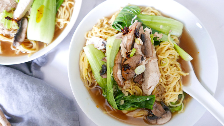 chicken soup in a bowl