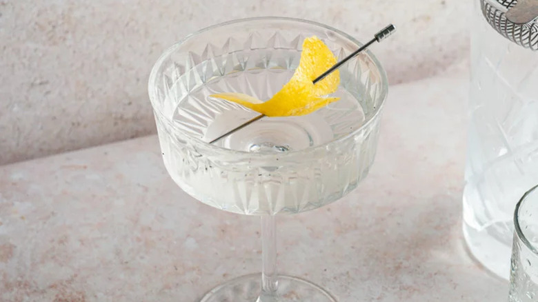 martini with lemon peel