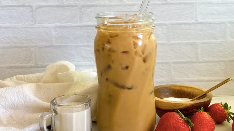 cold brew in large jar with ice