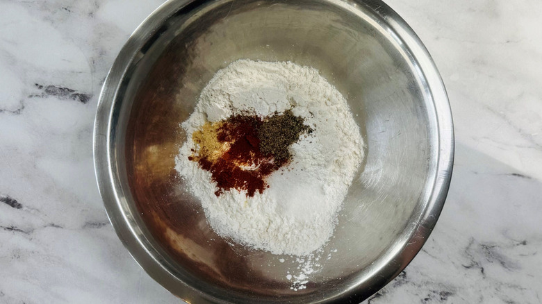 Flour and seasonings in bowl
