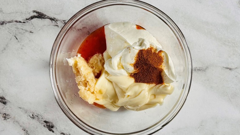 Various sauce ingredients in bowl