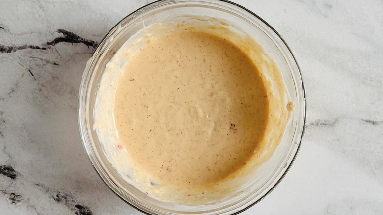 Creamy sauce in bowl