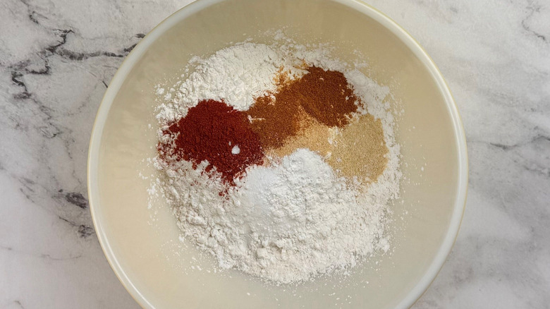 Flour and seasonings in bowl