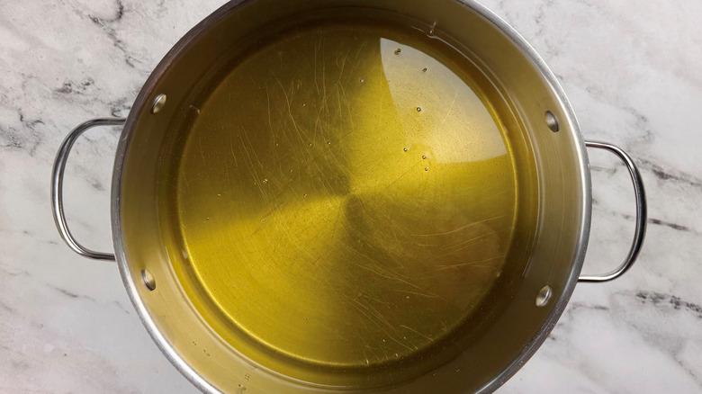 Large pot full of oil