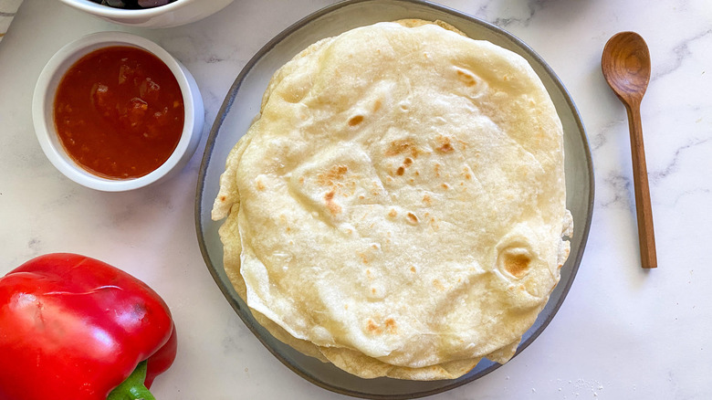 flour tortillas on plate 