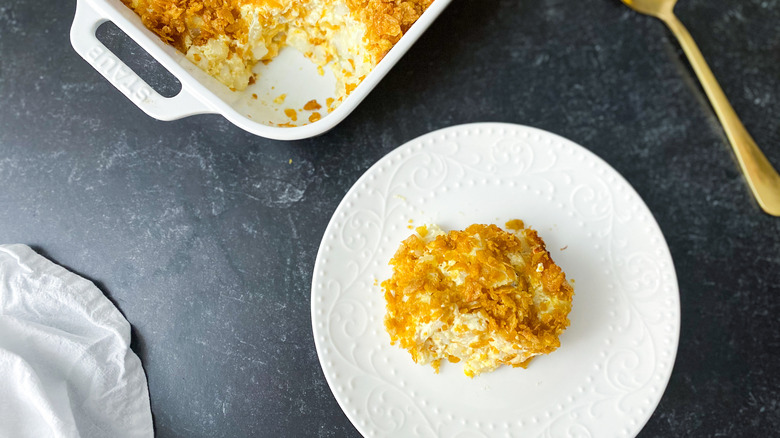 Easy Funeral Potatoes served on a plate