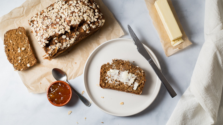 Guinness bread served on table