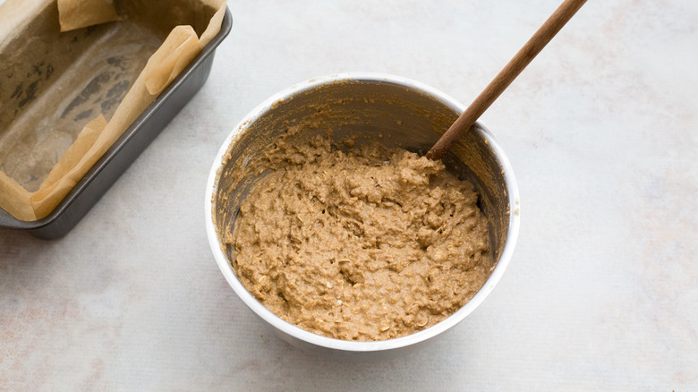 bread batter in mixing bowl
