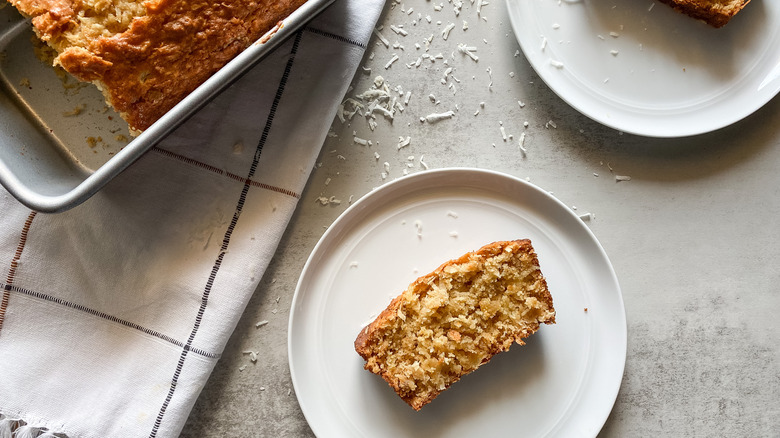 banana bread slice on plate