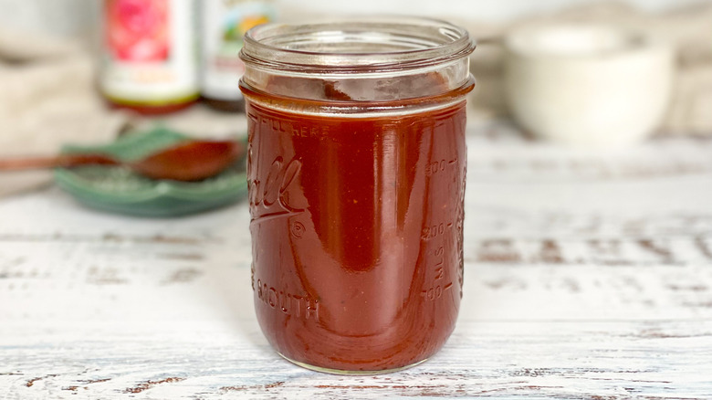jar of homemade barbecue sauce