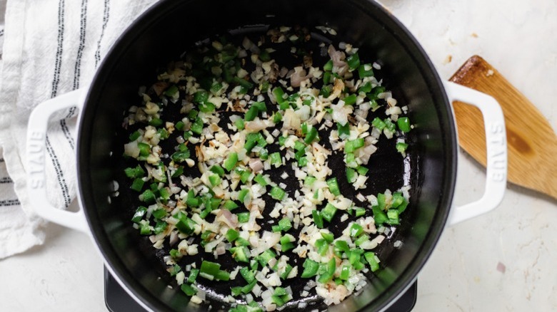 garlic shallot jalapeno sautéing