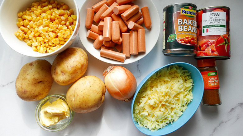 ingredients for easy hot dog casserole