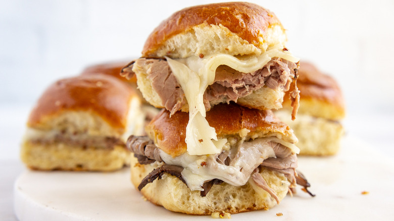 two cheesy mini beef sandwiches