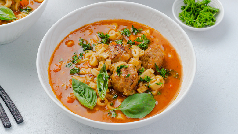 meatball soup in bowl