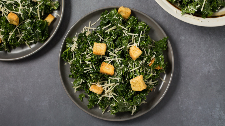 kale salad served on table