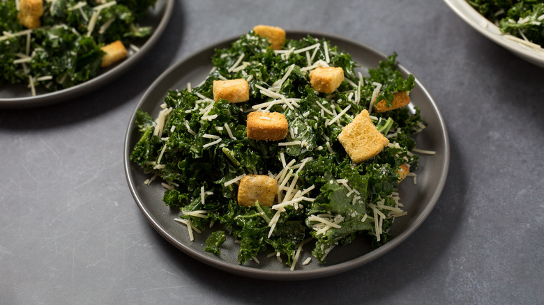 kale salad served on table