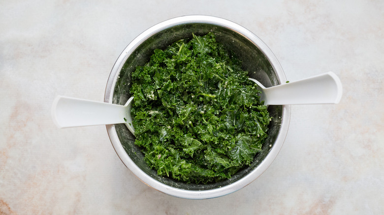 kale salad in mixing bowl