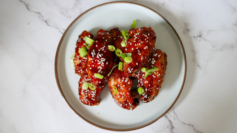 Korean fried chicken on plate