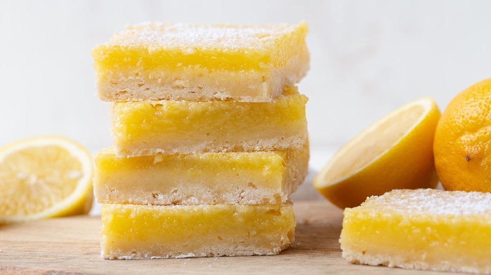 lemon bars stacked up