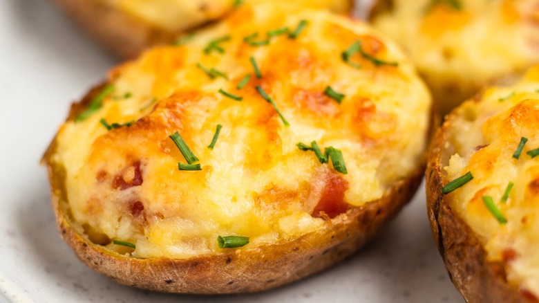 stuffed potato skins with chives