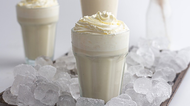 Milkshakes made without ice cream served in glasses