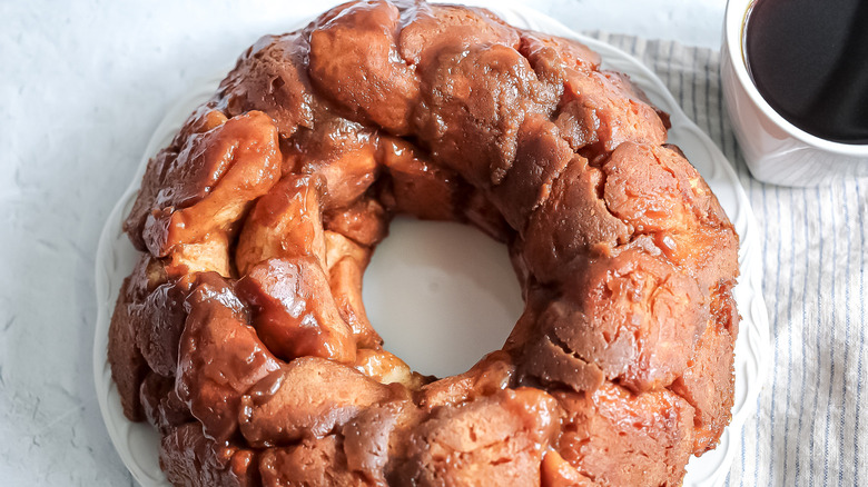finished monkey bread with coffee
