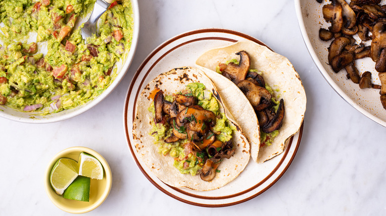 mushroom tacos on plate