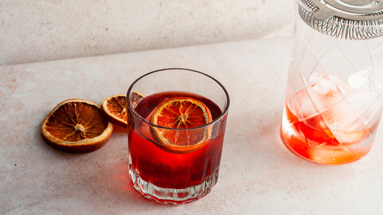 negroni with dried orange
