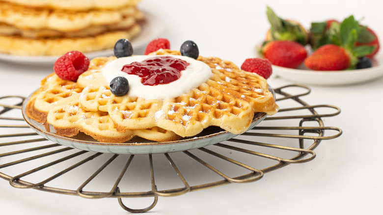 waffles with yogurt and berries