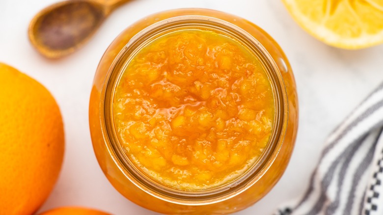 orange marmalade in jar