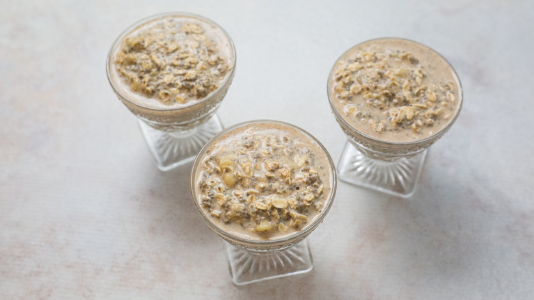overnight oats in small glasses