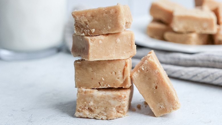 stack of peanut butter bars 