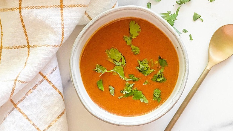 peanut sauce topped with cilantro