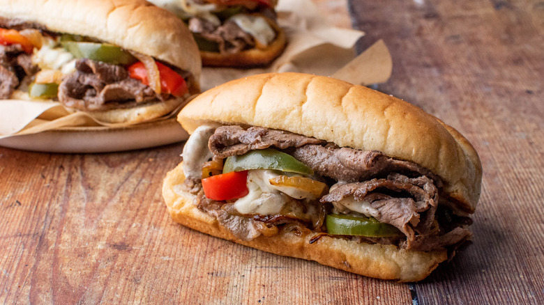 Philly cheesesteak sandwiches