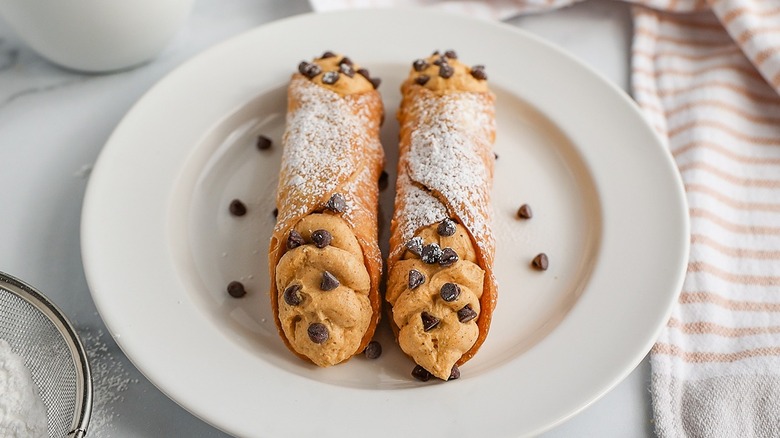 pumpkin cannolis on plate