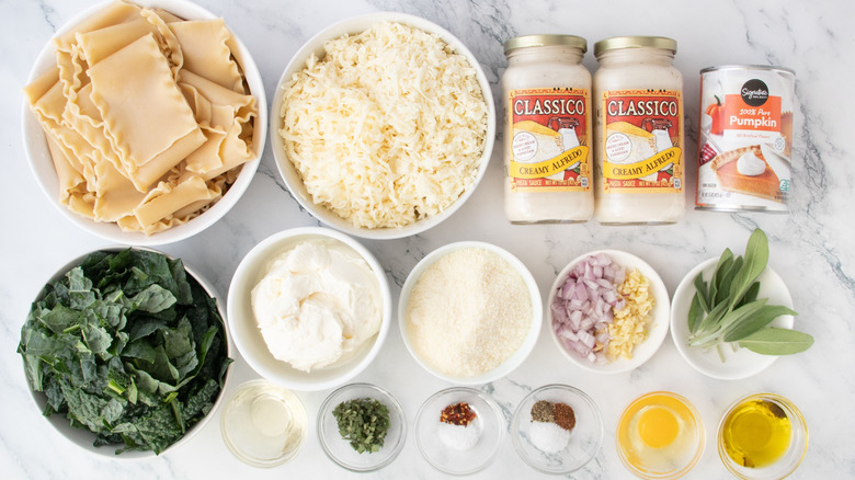 Ingredients for pumpkin lasagna
