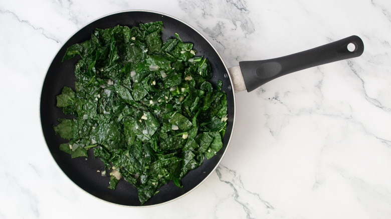 Wilted kale in skillet
