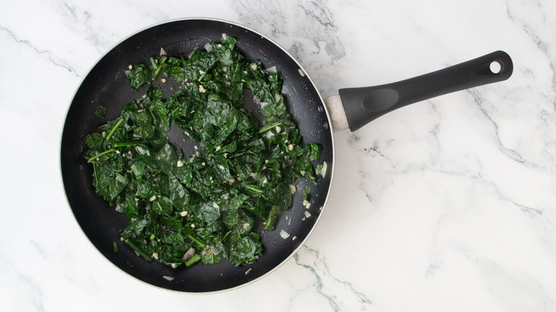 Sauteed kale in skillet