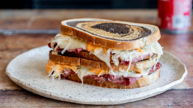 Reuben sandwich on a plate
