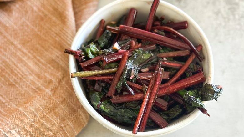 sauteed beet greens in dish