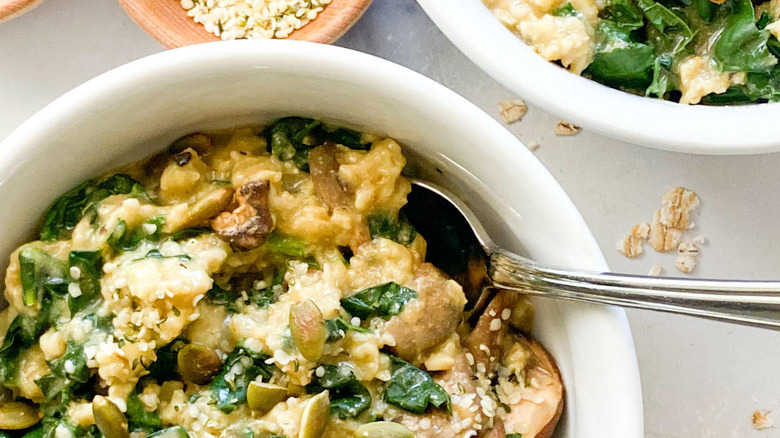 savory oats in a bowl