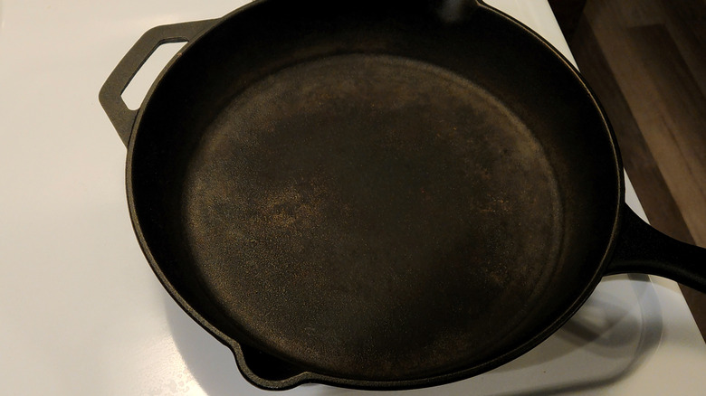 dry pan on stovetop burner