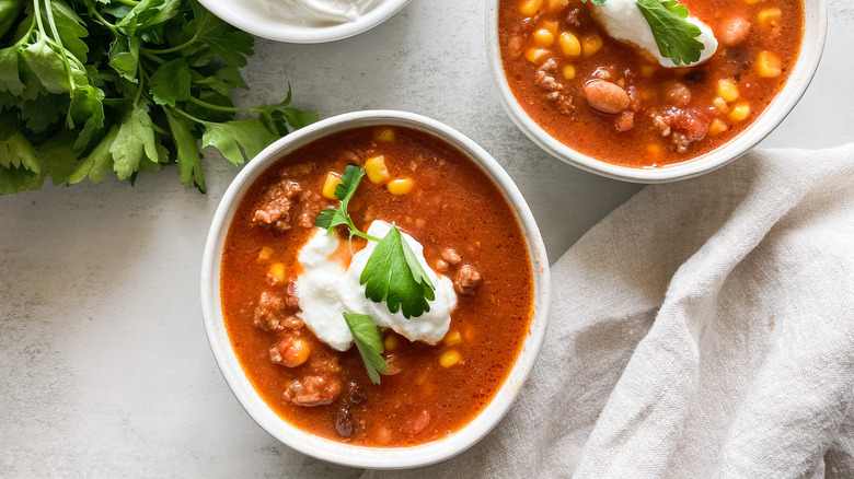 bowls of slow cooker soup