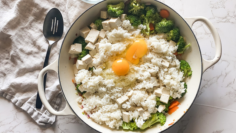 tofu over veggie medley