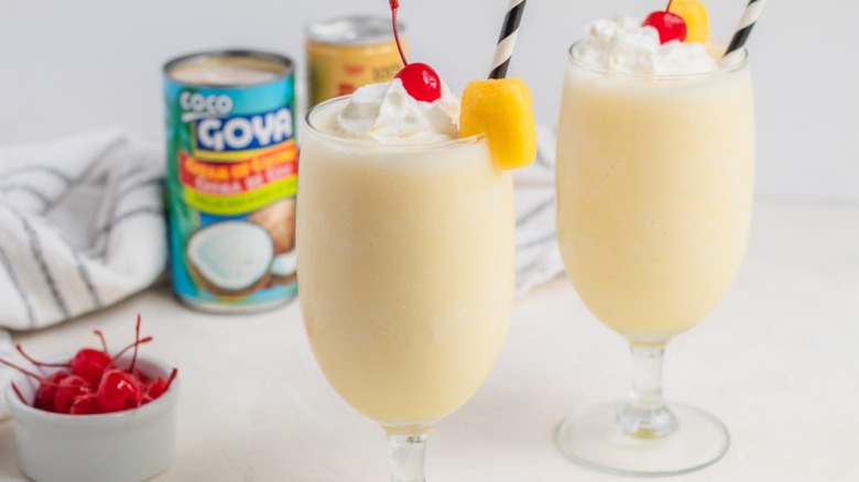 pina coladas with striped straws