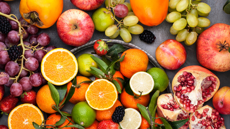 A variety of fruits on a surface