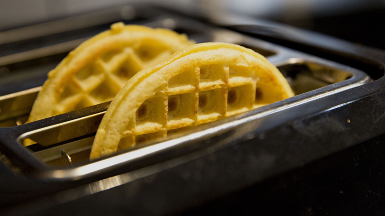 Eggo waffles in a toaster