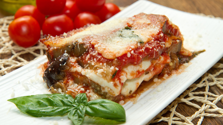 Eggplant parmesan with tomatoes