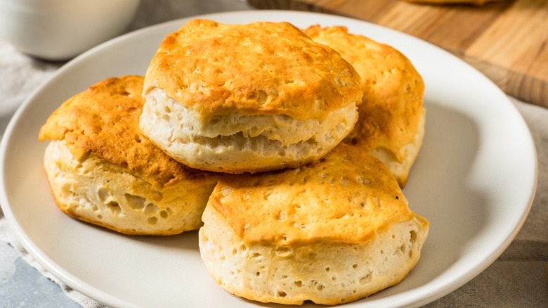 Plate of four buttermilk biscuits